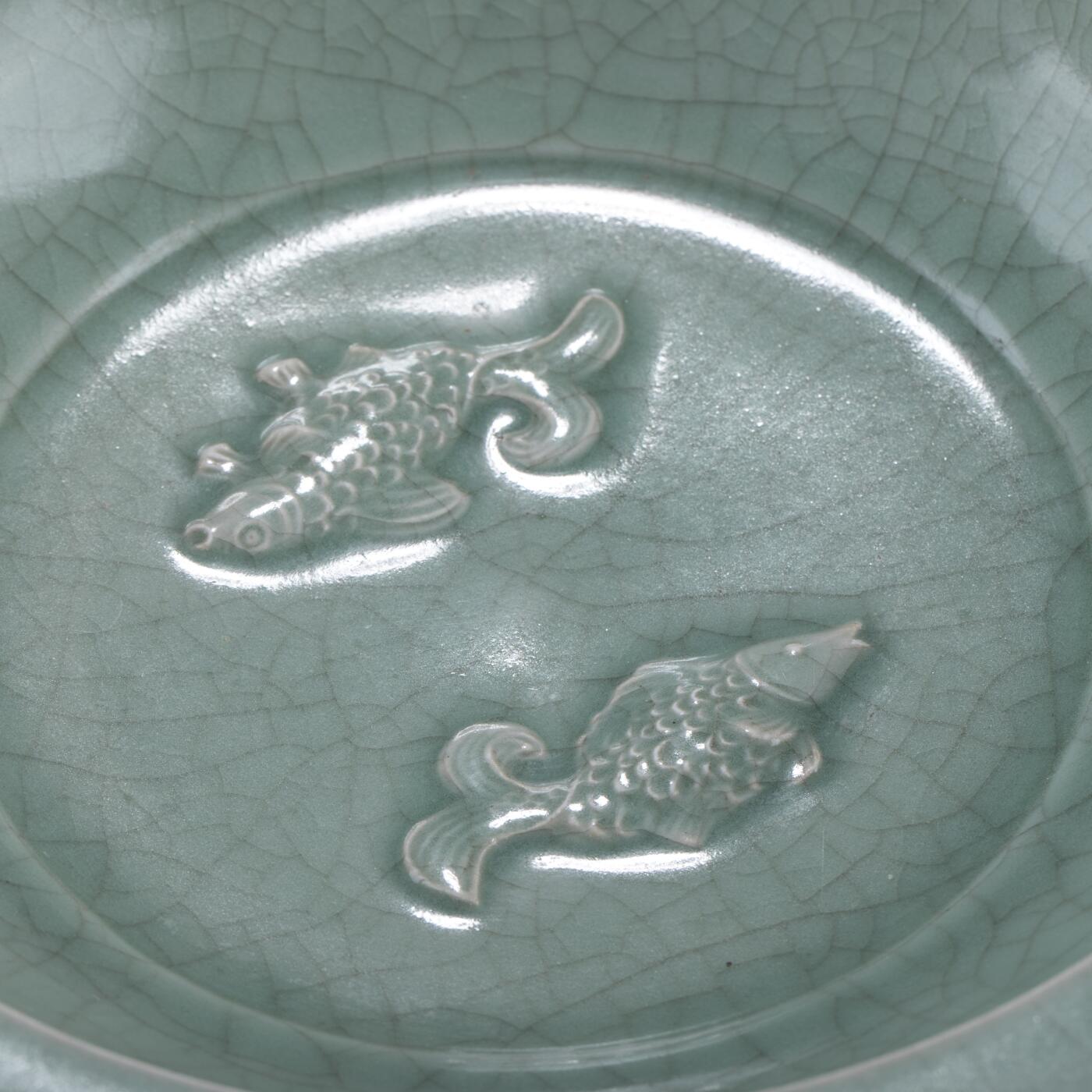 日本大阪雅和auction 2025金秋競賣會第一期 南宋 龍泉窯雙魚洗 尺寸:D:27.5 H:6.5cm