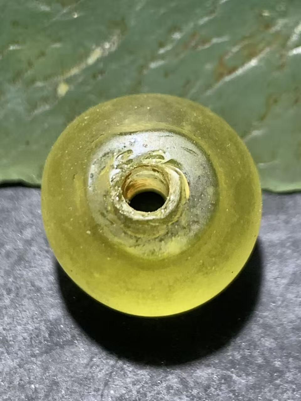 建国前后库存亚光仿黄水晶琉璃苹果珠一颗