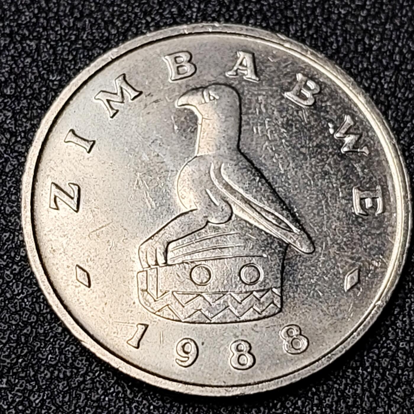 泉币菌-第124场-精品福利场(115场之后的本周末发货，感谢理解) 日出 津巴布韦1988年50分銅镍硬币 25.95毫米 7.52克