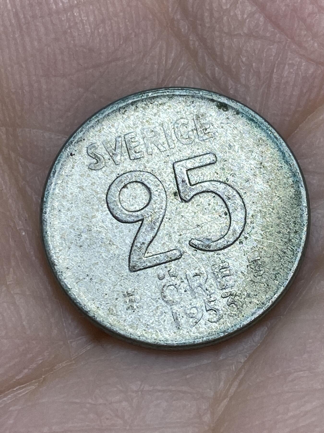 2025年第一百二十二场(总第一百四十八场）外国好品散币(免佣金) 瑞典🇸🇪1953年25欧尔银币(古斯塔夫六世时期，早期TS标，400银)