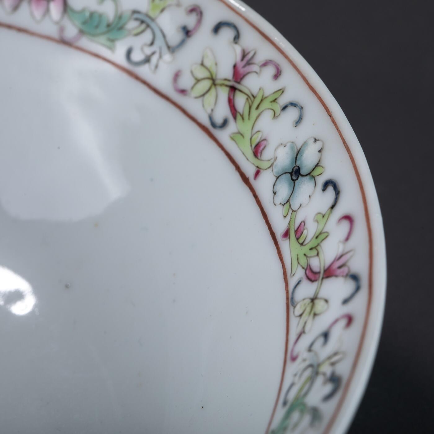 日本大阪雅和auction 2025金秋競賣會第一期 清乾隆 粉彩花鳥碗 一對 尺寸:D:18.5 H:5 x2cm