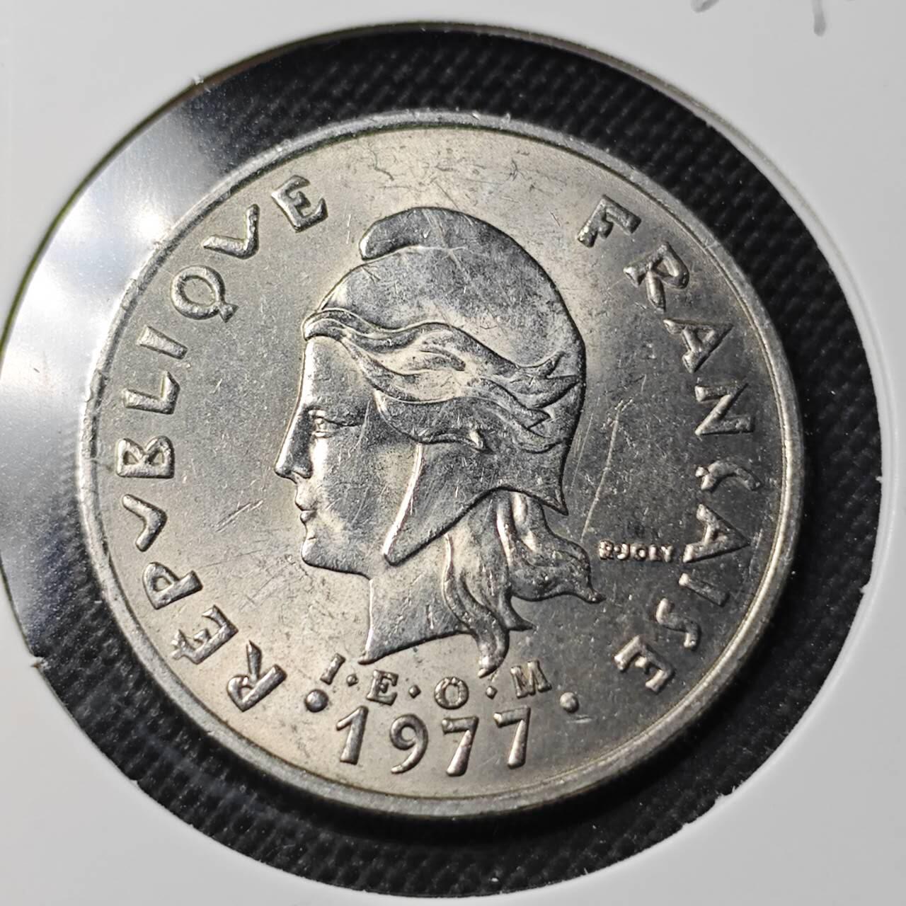 KK钱币收藏小铺  第364场  2月预留时间 周末发货  1977法属新喀里多尼亚20法郎