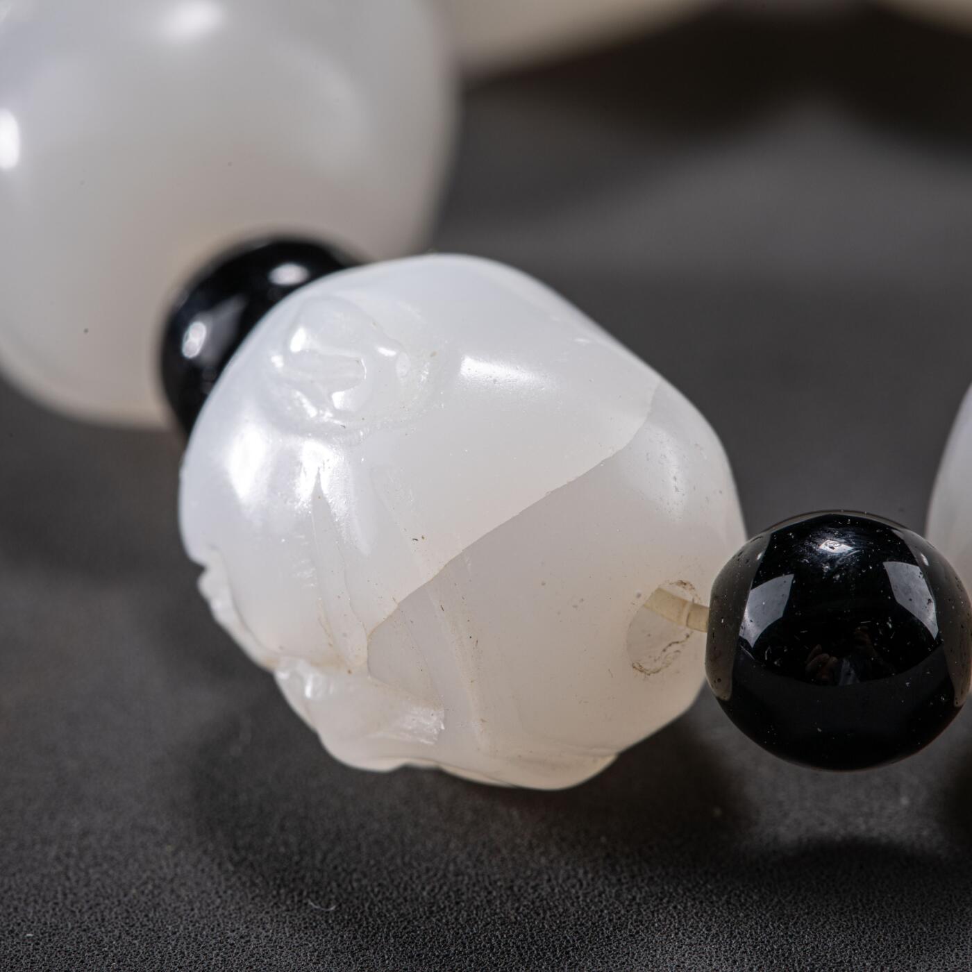 日本大阪雅和auction 2025金秋競賣會第一期 清 白玉羅漢手鏈 尺寸:L:7cm