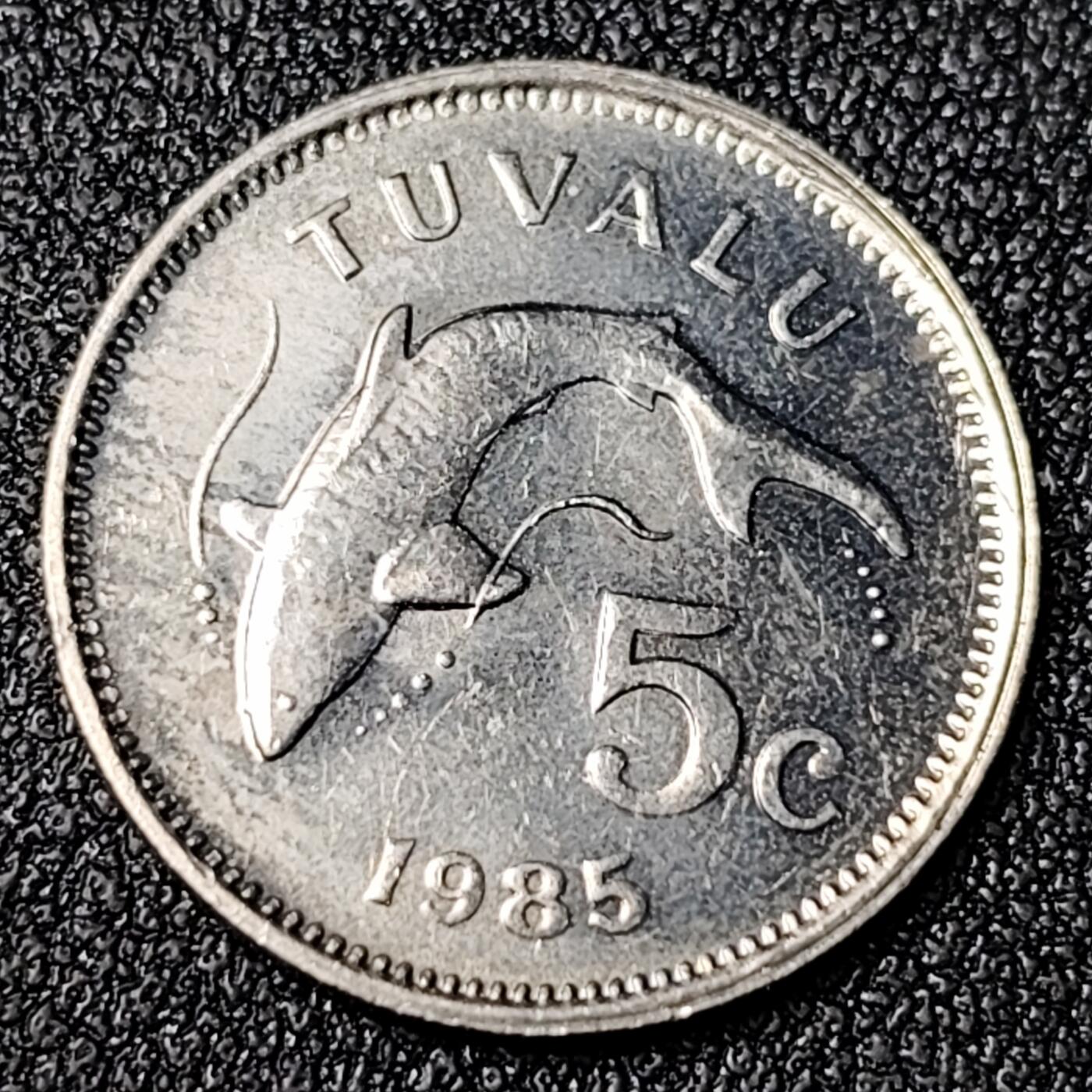 泉币菌-第124场-精品福利场(115场之后的本周末发货，感谢理解) UNC品质 图瓦卢1985年5分铜镍币 鲨鱼 伊丽莎白二世 19.4MM
