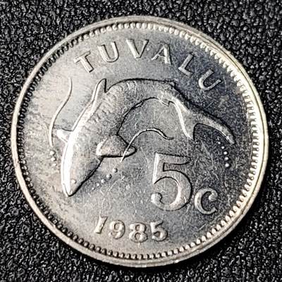 泉币菌-第124场-精品福利场(115场之后的本周末发货，感谢理解) - UNC品质 图瓦卢1985年5分铜镍币 鲨鱼 伊丽莎白二世 19.4MM