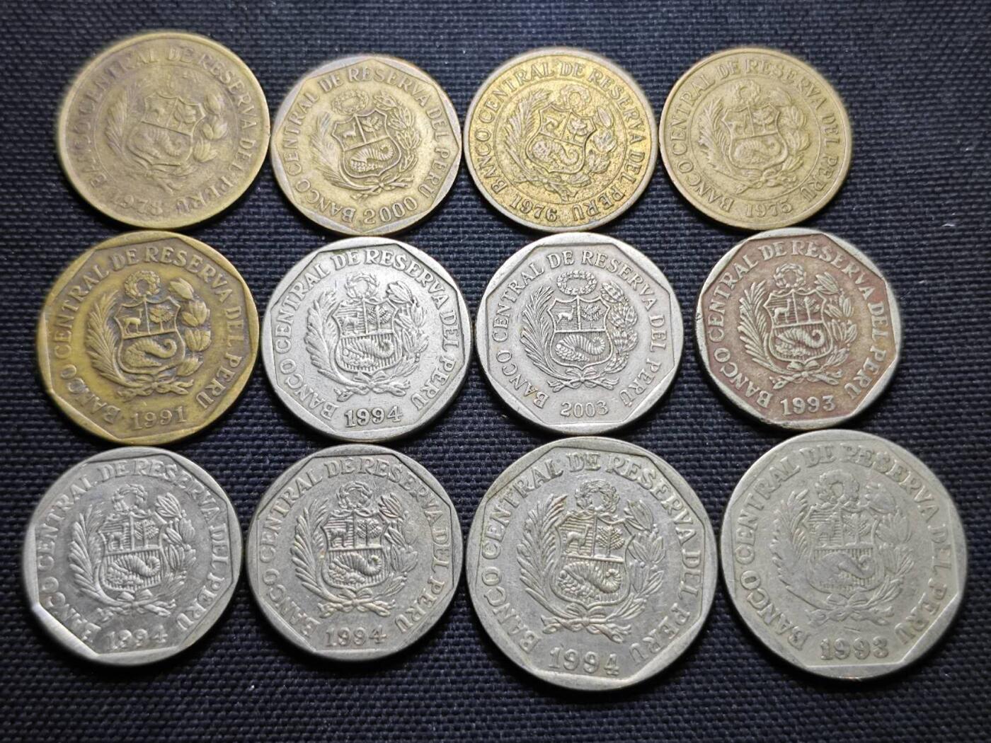 KK钱币收藏小铺  第364场  2月预留时间 周末发货  秘鲁一组12枚