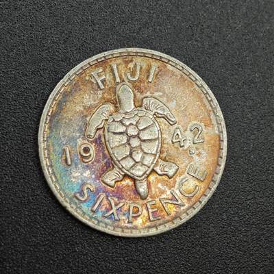 【淘币小摊】实时拍第七百八十八拍   散币小银币场   满百包邮可预留二周 每周一统一发货   - 斐济1942年乔治六世6便士银币