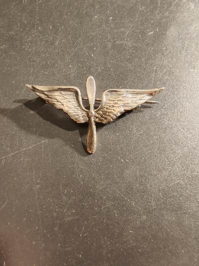 老王徽章第161期 - 美国二战陆军航空兵证章     横针版     925银     1.75英寸     4.1g