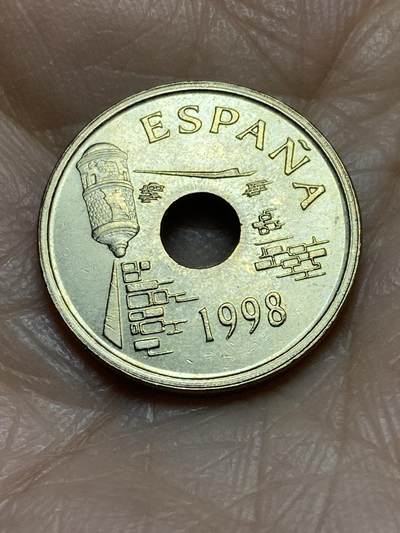 2025年第一百二十二场(总第一百四十八场）外国好品散币(免佣金) - 少见原光全新–西班牙🇪🇸1998年25比塞塔(休达自治市纪念币)