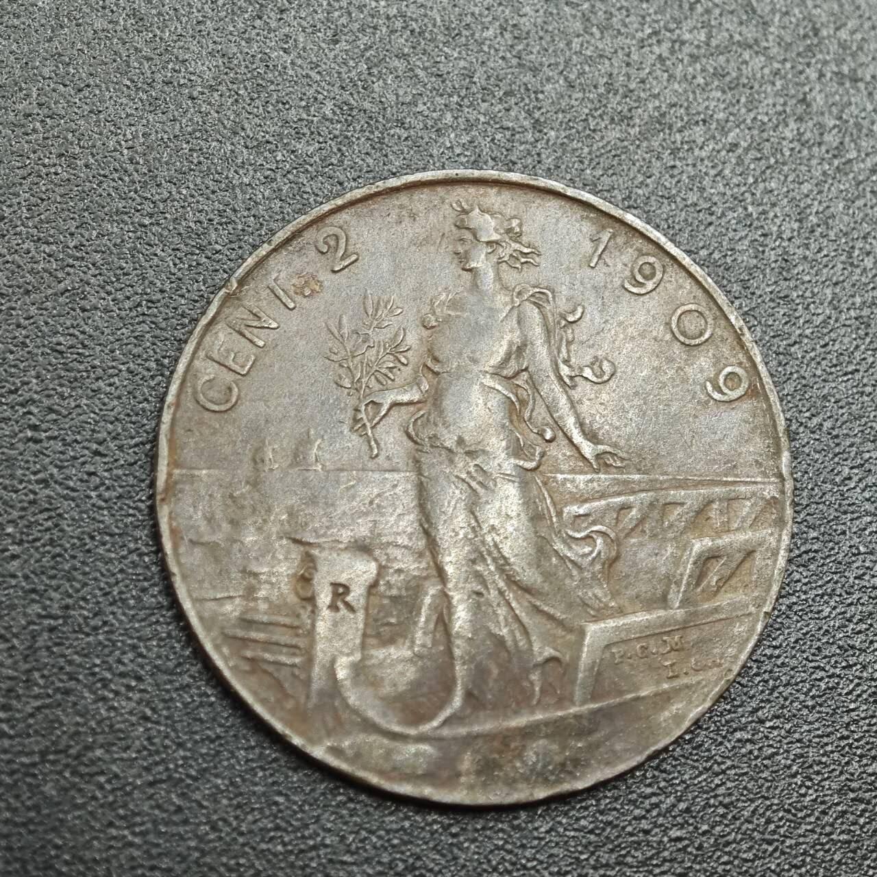 【淘币小摊】实时拍第七百八十八拍   散币小银币场   满百包邮可预留二周 每周一统一发货   意大利1909年2分铜币