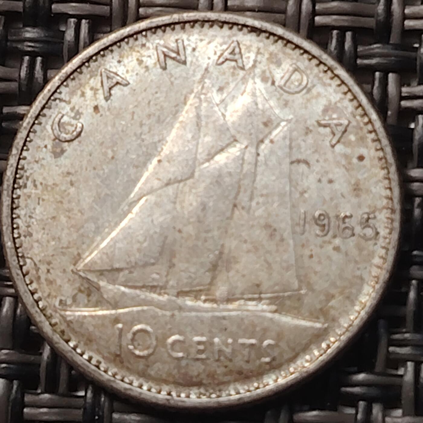 布加迪🐬～世界钱币(上海)🌾第 257 期 /  各国套币和散币 加拿大🇨🇦 1965年 10分银币