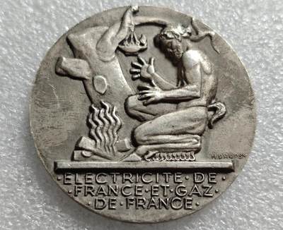 瓶子🏺第215期拍卖会 -  20世纪法国电力公司荣誉员工镀银纪念铜章