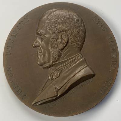 掌中浮雕-藏着的欧洲第041场 - 1896年丹麦化学家朱利叶斯·汤姆森70岁生日铜章，58mm， Saabye雕刻，原盒