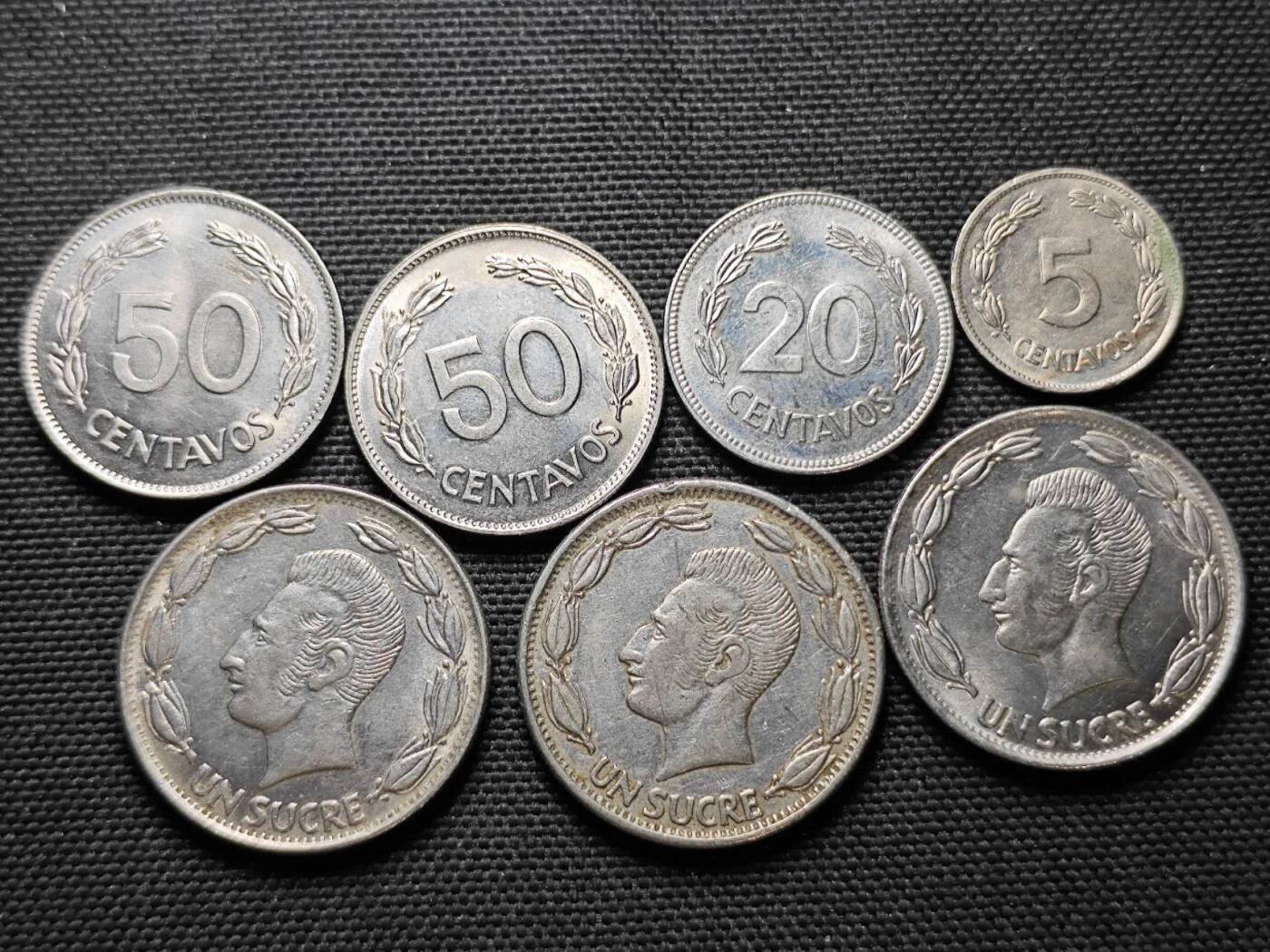 KK钱币收藏小铺  第364场  2月预留时间 周末发货  厄瓜多尔一组7枚