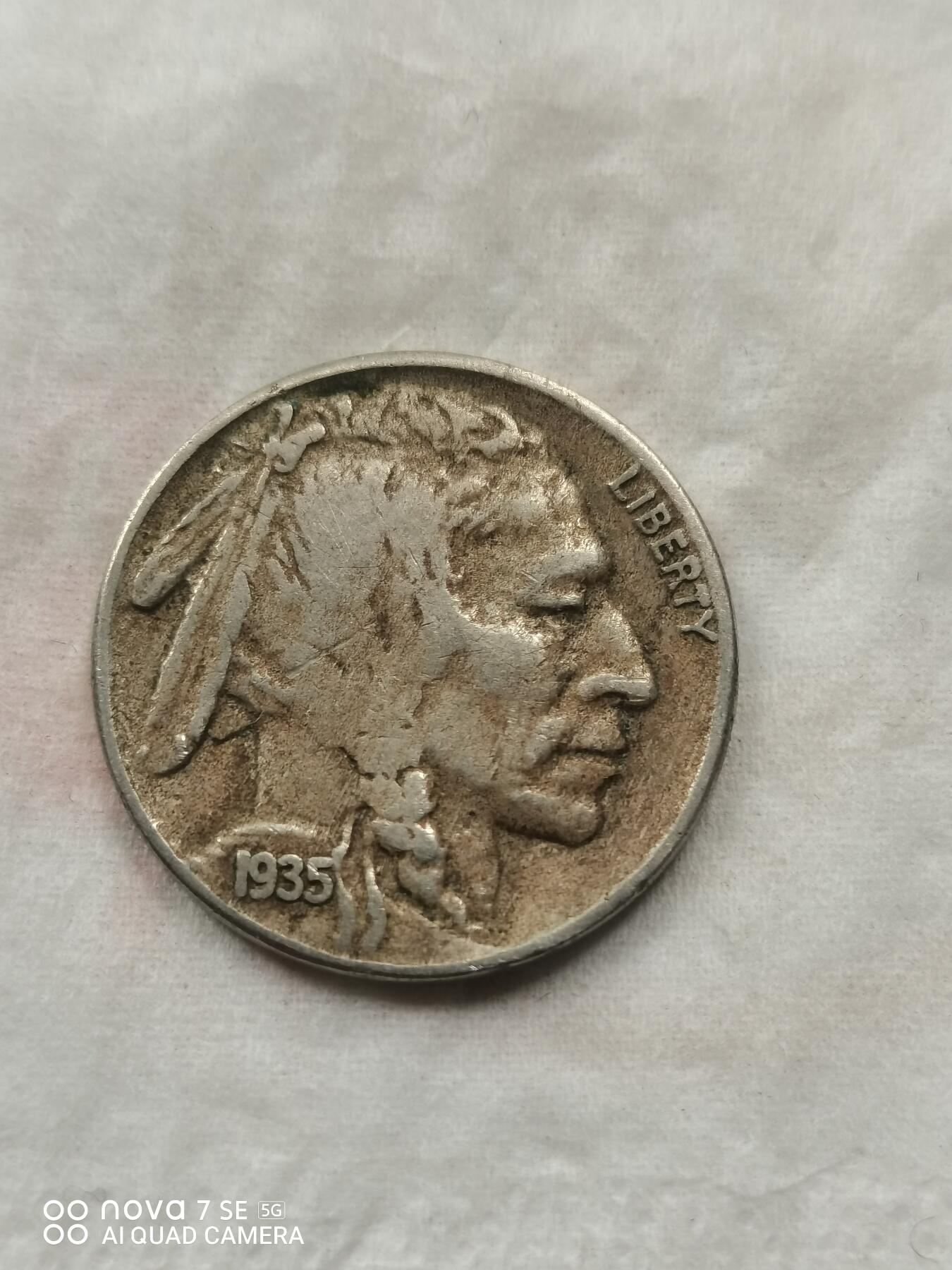 硬币 35年美国印第安人野牛图镍币