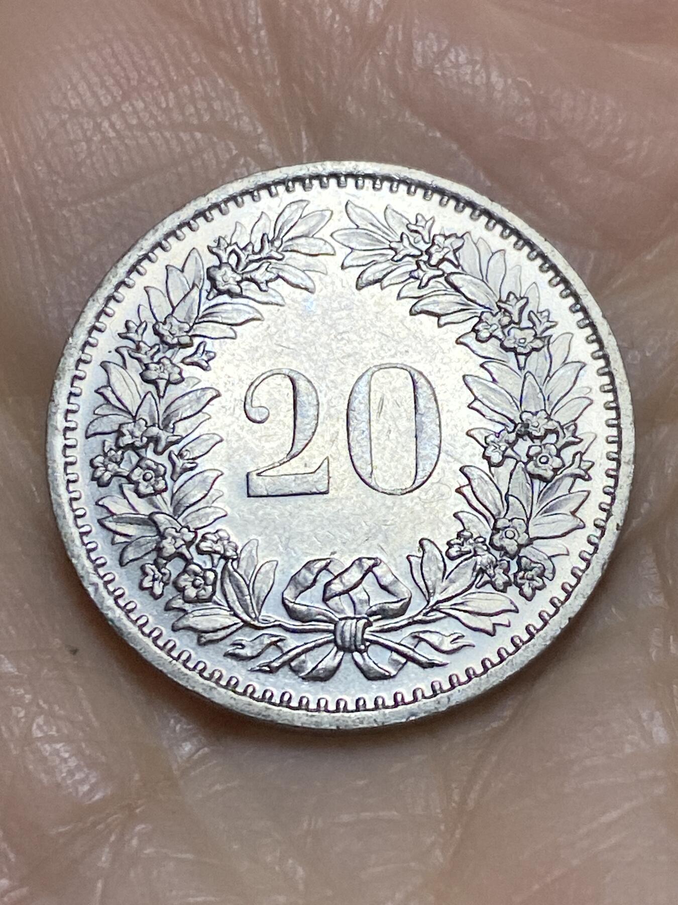 2025年第一百二十二场(总第一百四十八场）外国好品散币(免佣金) 瑞士🇨🇭1980年20分(无标版)