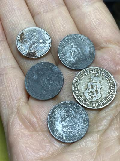 2025年第一百二十三场(总第一百四十九场）外国好品散币(免佣金) 散币5枚：芬兰🇫🇮1954年1马克，保加利亚王国1917年5斯托丁基，1906年10斯托丁基