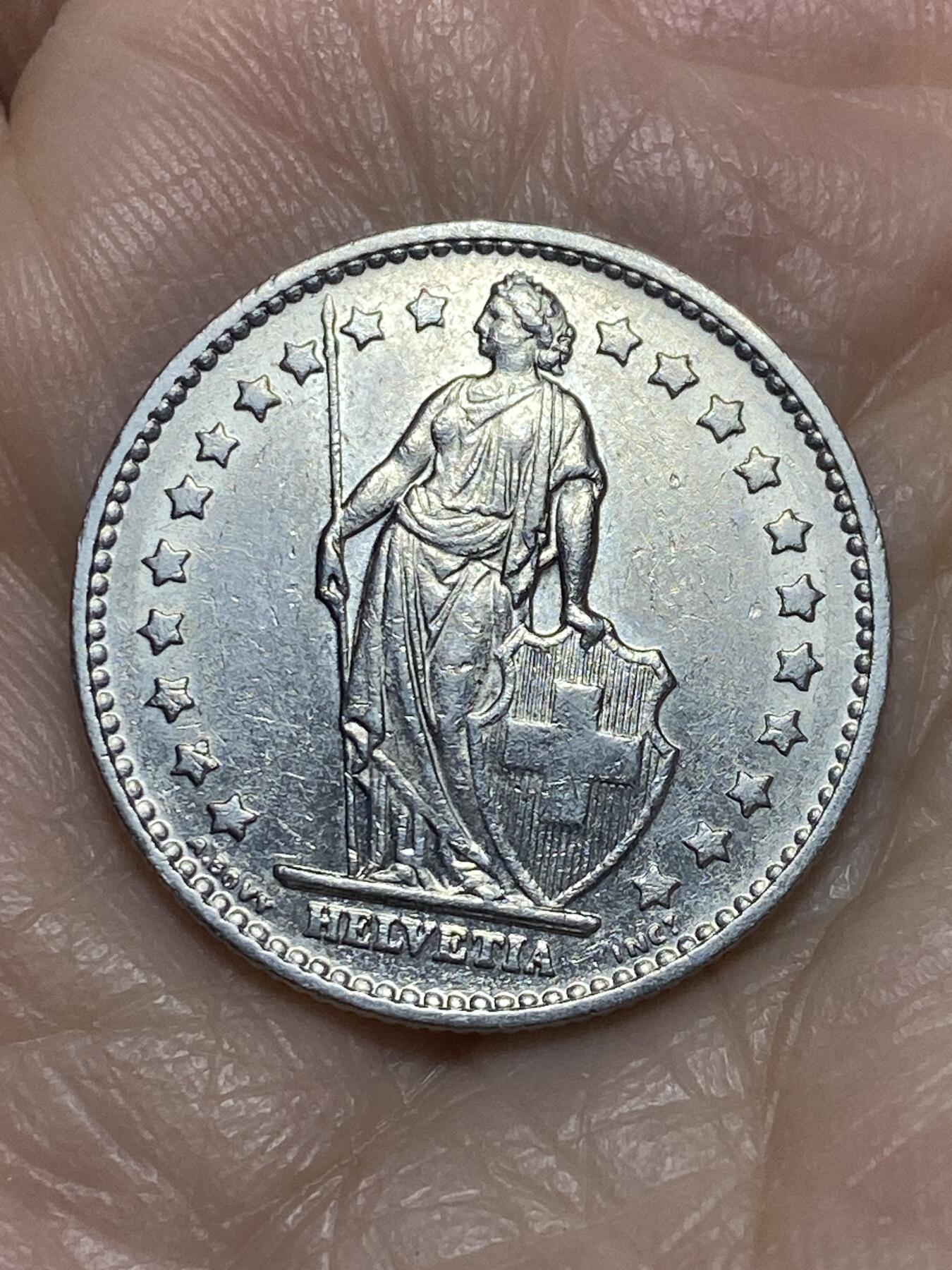 2025年第一百二十二场(总第一百四十八场）外国好品散币(免佣金) 瑞士🇨🇭1974年1法郎(无标版)