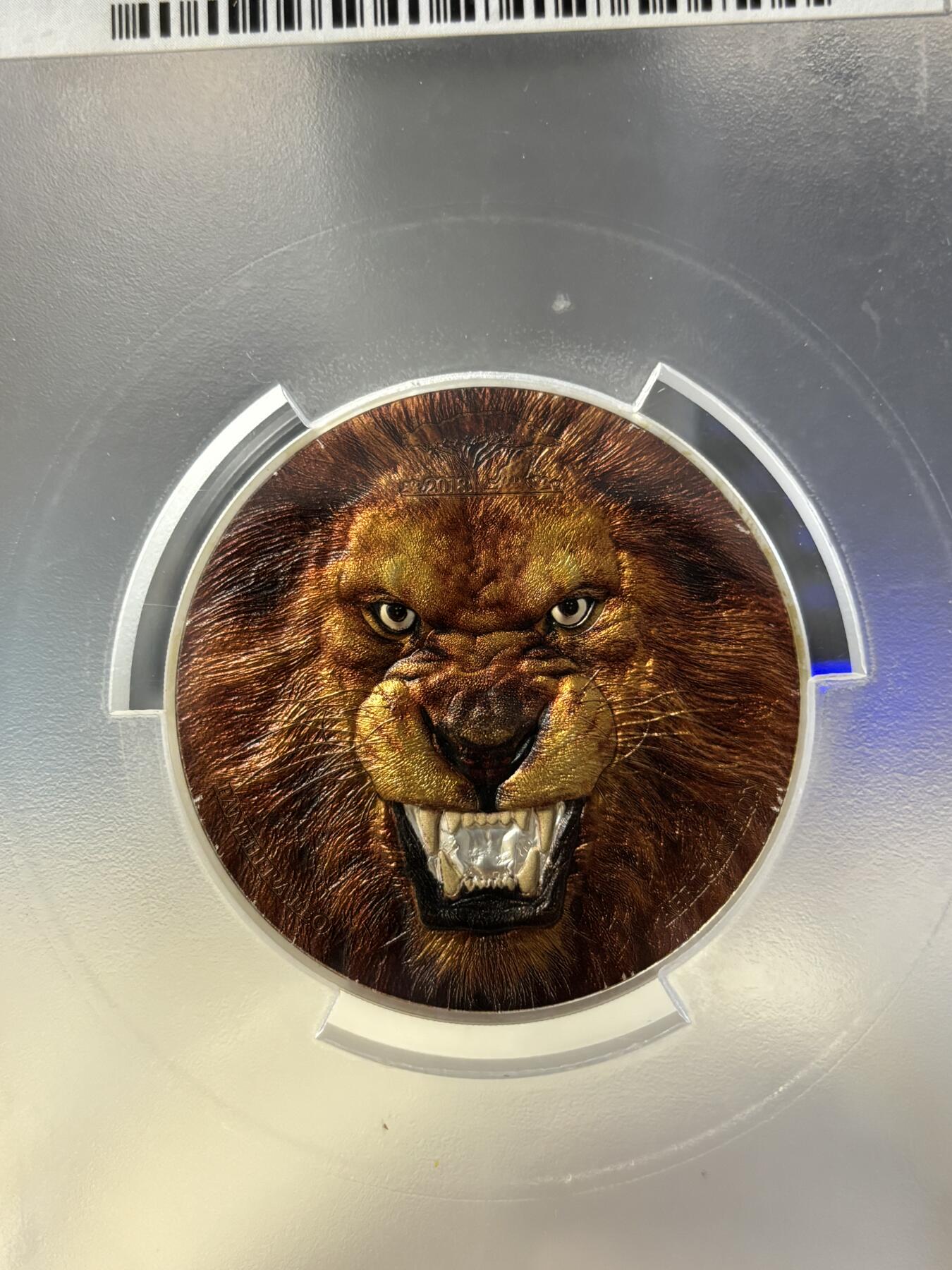 第181期拍卖 坦桑尼亚2018年珍稀动物雄狮2盎司银币PCGS-PR70首期无盒证书，999银，发行999枚