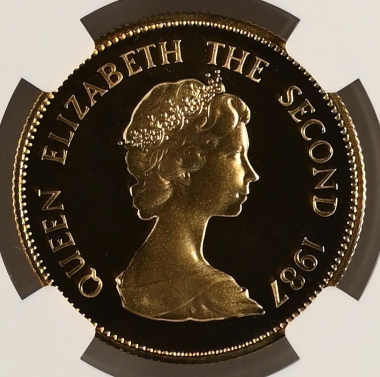 1987年香港兔年精制金币 NGC-PF69UC 