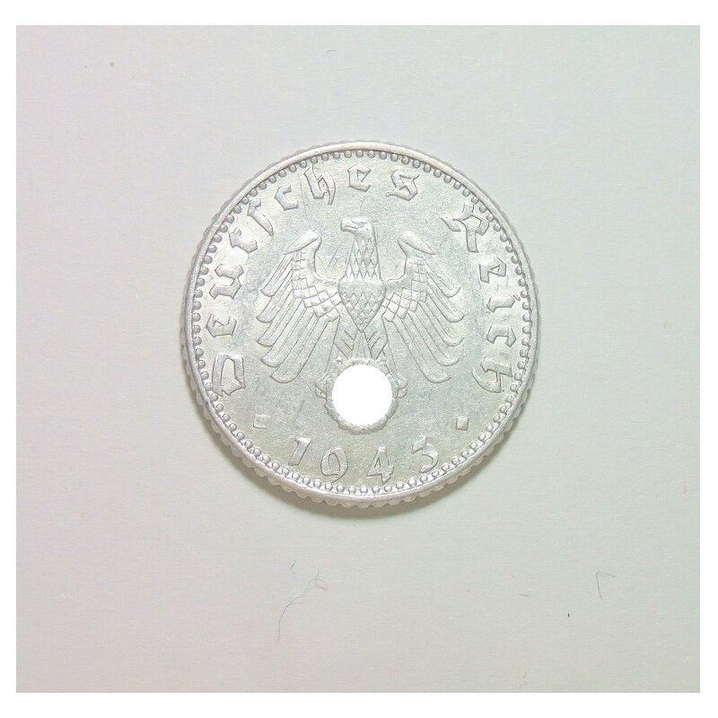 【旋风钱币】11月15日19:00准时开拍 精美欧洲币章、银币银章、第三帝国钱币等 全场包邮！ 德国第三帝国1943年A版50芬尼 爽品