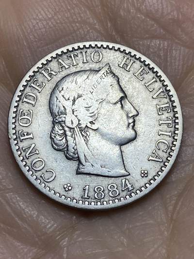 2025年第一百二十二场(总第一百四十八场）外国好品散币(免佣金) - 稀少年份–瑞士🇨🇭1884年20分(B标伯尔尼造)