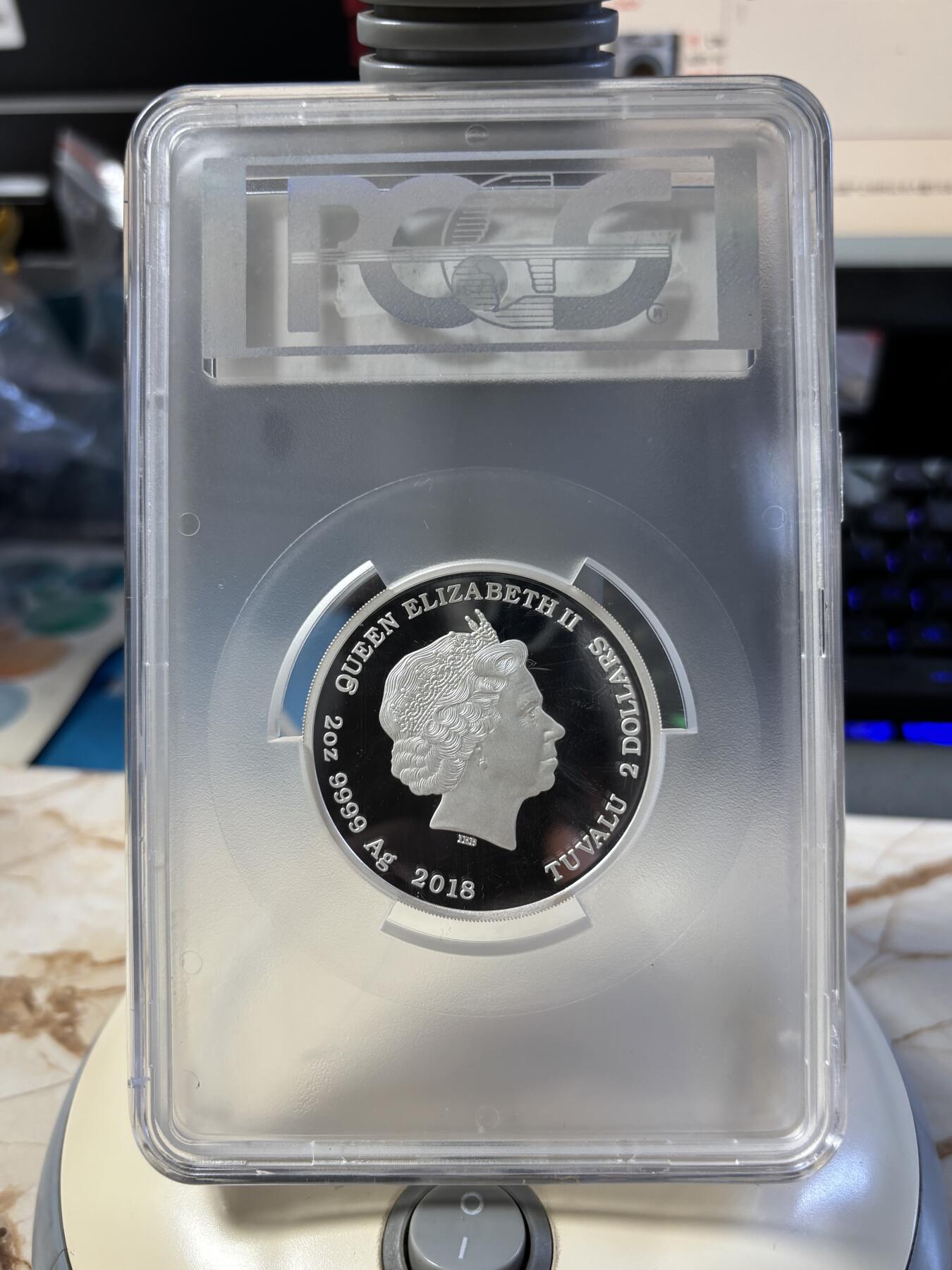 第181期拍卖 图瓦卢2018年生日祝福2盎司2元彩色精制银币， 999银 发行量：1500 PCGS PR69DCAM