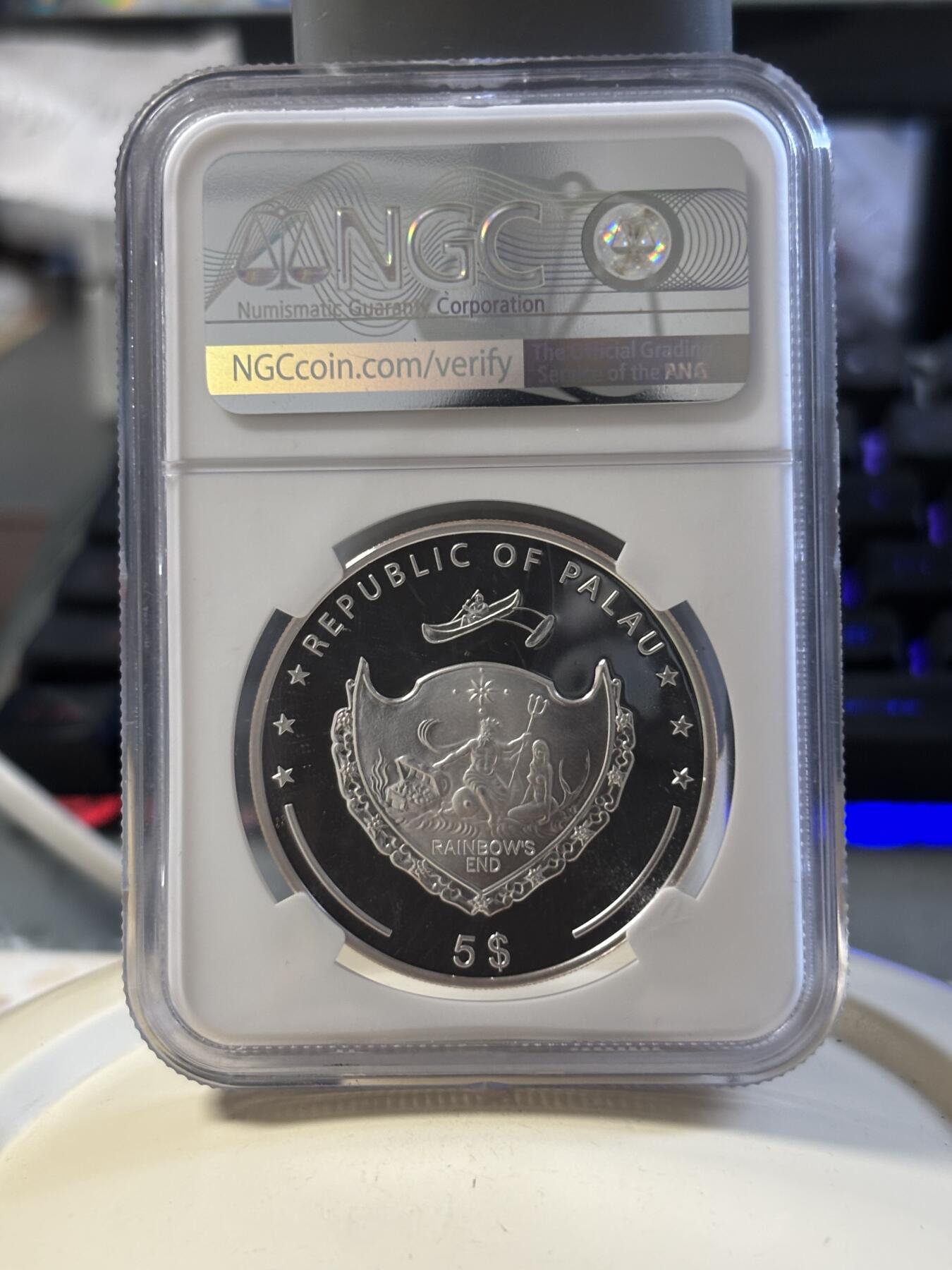 第181期拍卖 帕劳2006年美丽天堂海岛梦幻海滩镀金银币NGC-PF69无盒证书，925银，25克，发行500枚