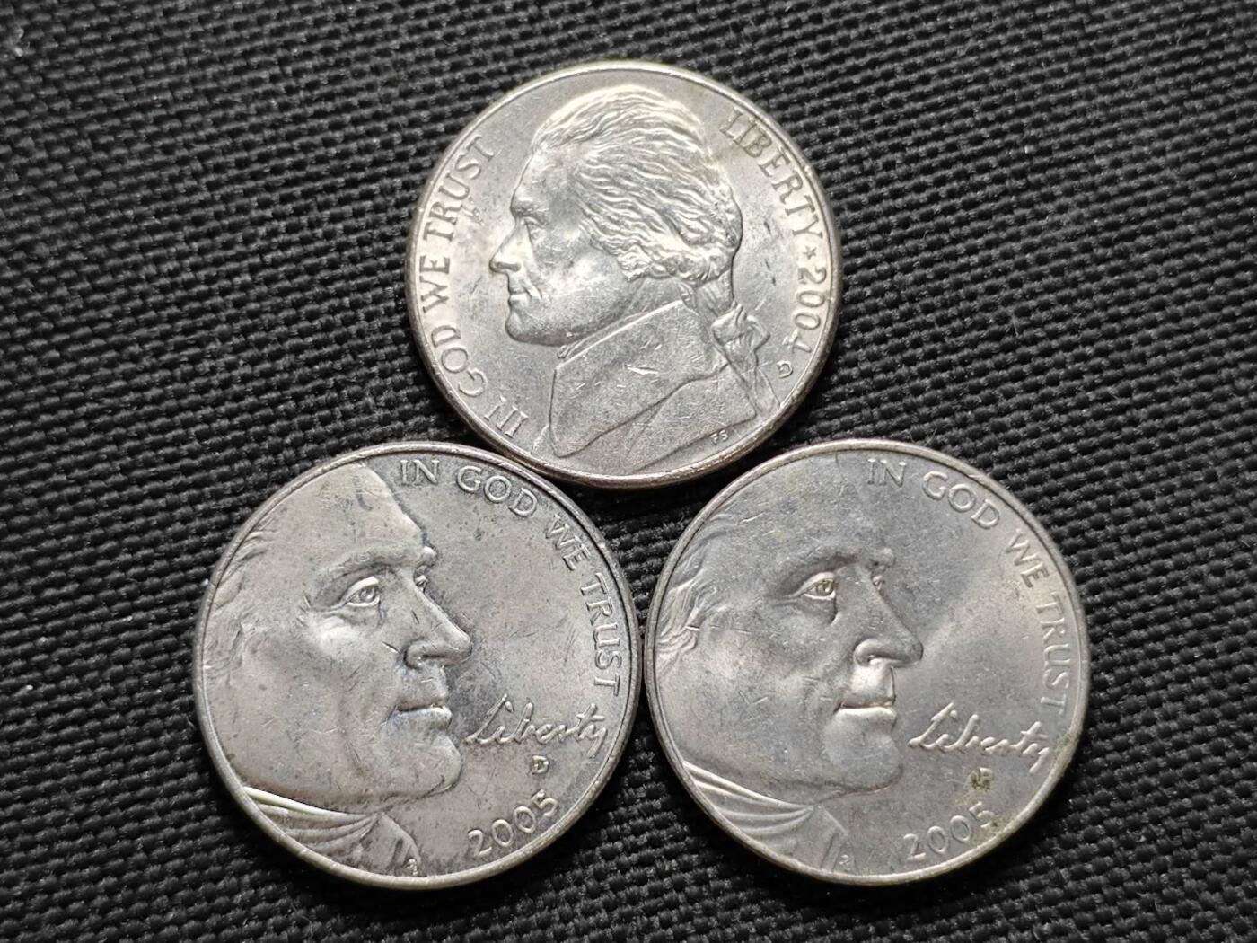 KK钱币收藏小铺  第364场  2月预留时间 周末发货  美国5分纪念币3枚一组