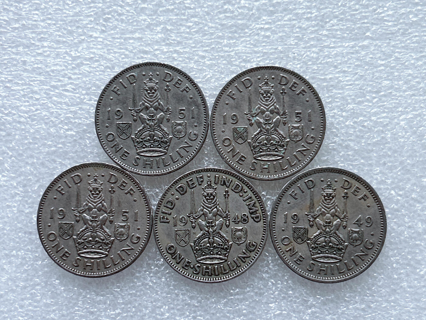 第一海外回流一元起拍收藏 散集专场  第261期 英国坐狮持剑版1先令硬币 乔治六世 5枚