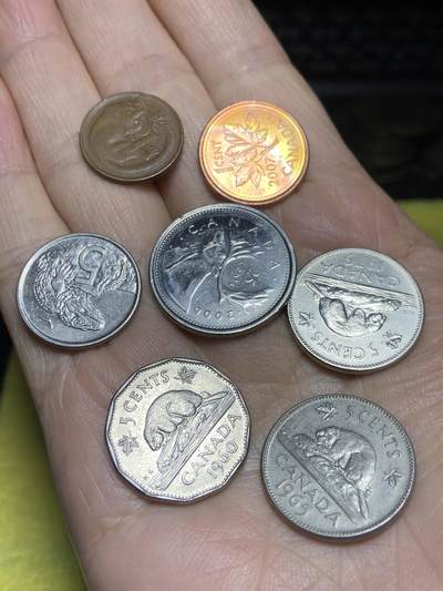 2025年第一百二十三场(总第一百四十九场）外国好品散币(免佣金) - 英联邦7枚：澳大利亚🇦🇺1966年1分，新西兰🇳🇿2002年5分，加拿大🇨🇦2007年1分，1960年65年79年5分，2006年25分