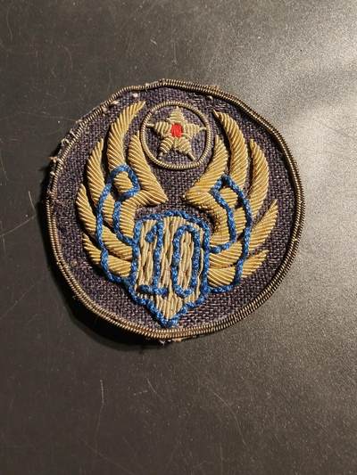 老王徽章第161期 - 美国二战陆军航空兵第10航空队臂章     金属丝刺绣