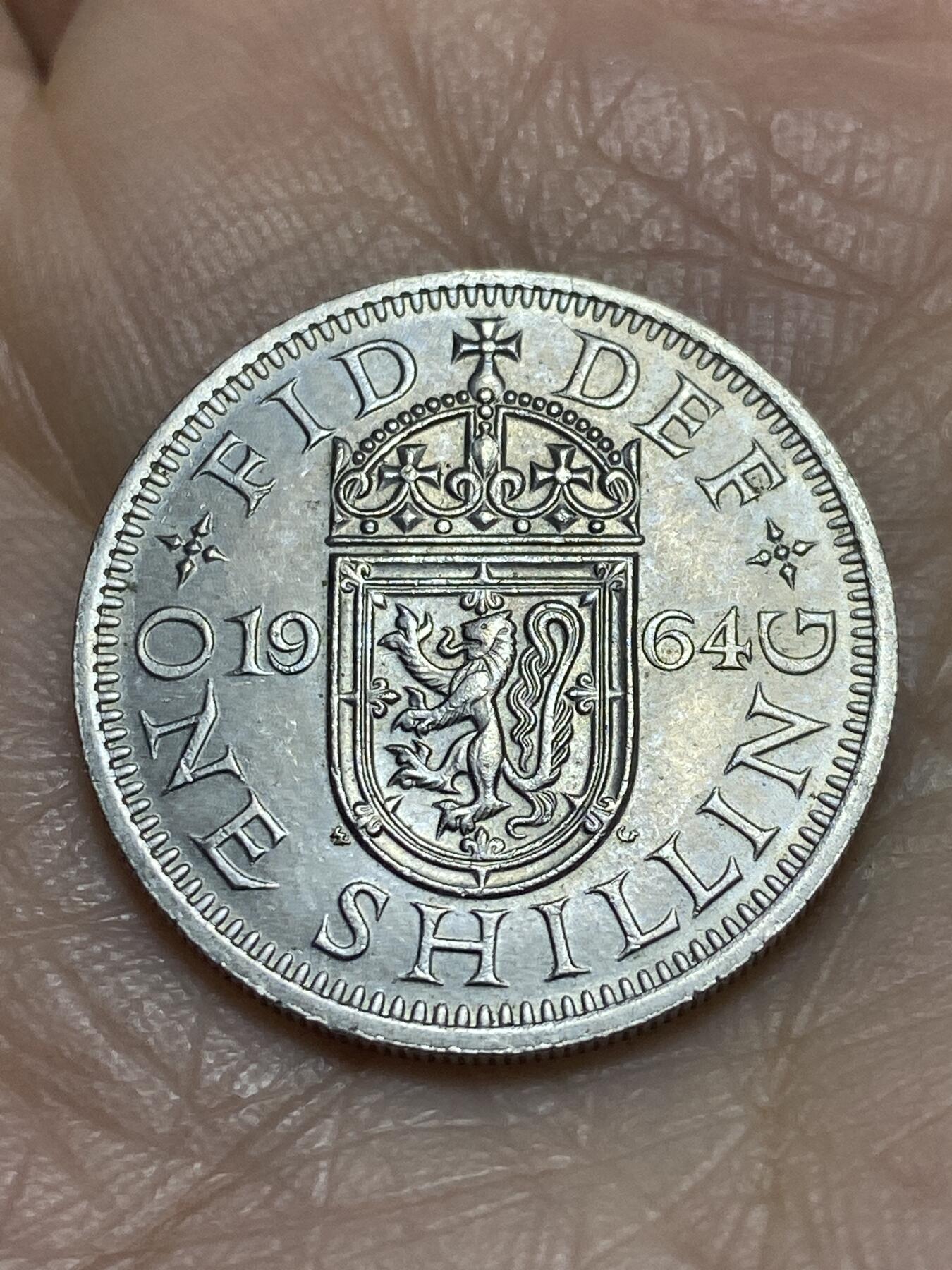 2025年第一百二十三场(总第一百四十九场）外国好品散币(免佣金) 英国🇬🇧1964年1先令(伊丽莎白二世青年桂冠第二版，苏格兰盾徽)