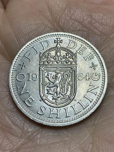 2025年第一百二十三场(总第一百四十九场）外国好品散币(免佣金) - 英国🇬🇧1964年1先令(伊丽莎白二世青年桂冠第二版，苏格兰盾徽)