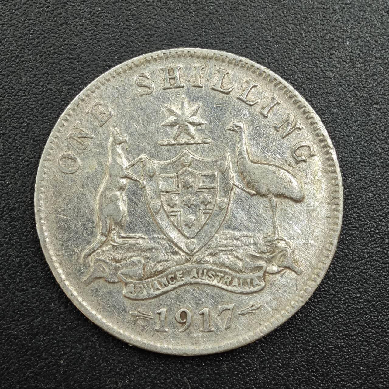 【淘币小摊】实时拍第七百八十八拍   散币小银币场   满百包邮可预留二周 每周一统一发货   澳大利亚1917年乔治五世一先令银币