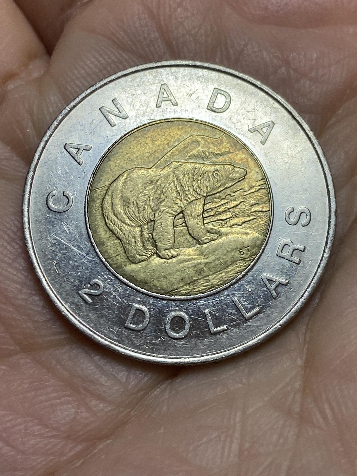 2025年第一百二十三场(总第一百四十九场）外国好品散币(免佣金) 加拿大🇨🇦1996年2元(伊丽莎白二世中年高冠)