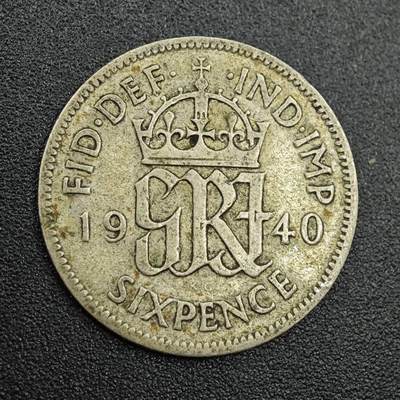 【淘币小摊】实时拍第七百八十八拍   散币小银币场   满百包邮可预留二周 每周一统一发货   - 英国1940年乔治六世6便士银币