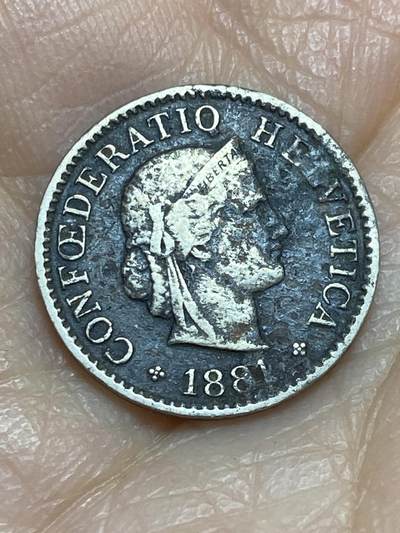 2025年第一百二十三场(总第一百四十九场）外国好品散币(免佣金) 稀少早期年份–瑞士🇨🇭1881年5分