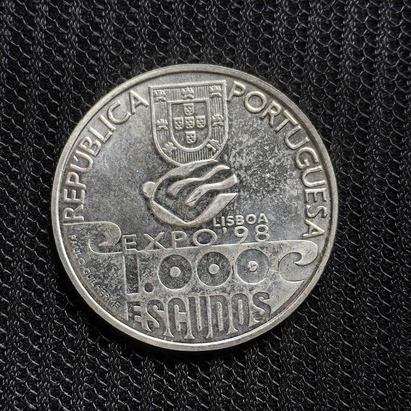 道一币馆币章第一百五十三场 葡萄牙1999年大西洋航海千年1000埃斯库多银币