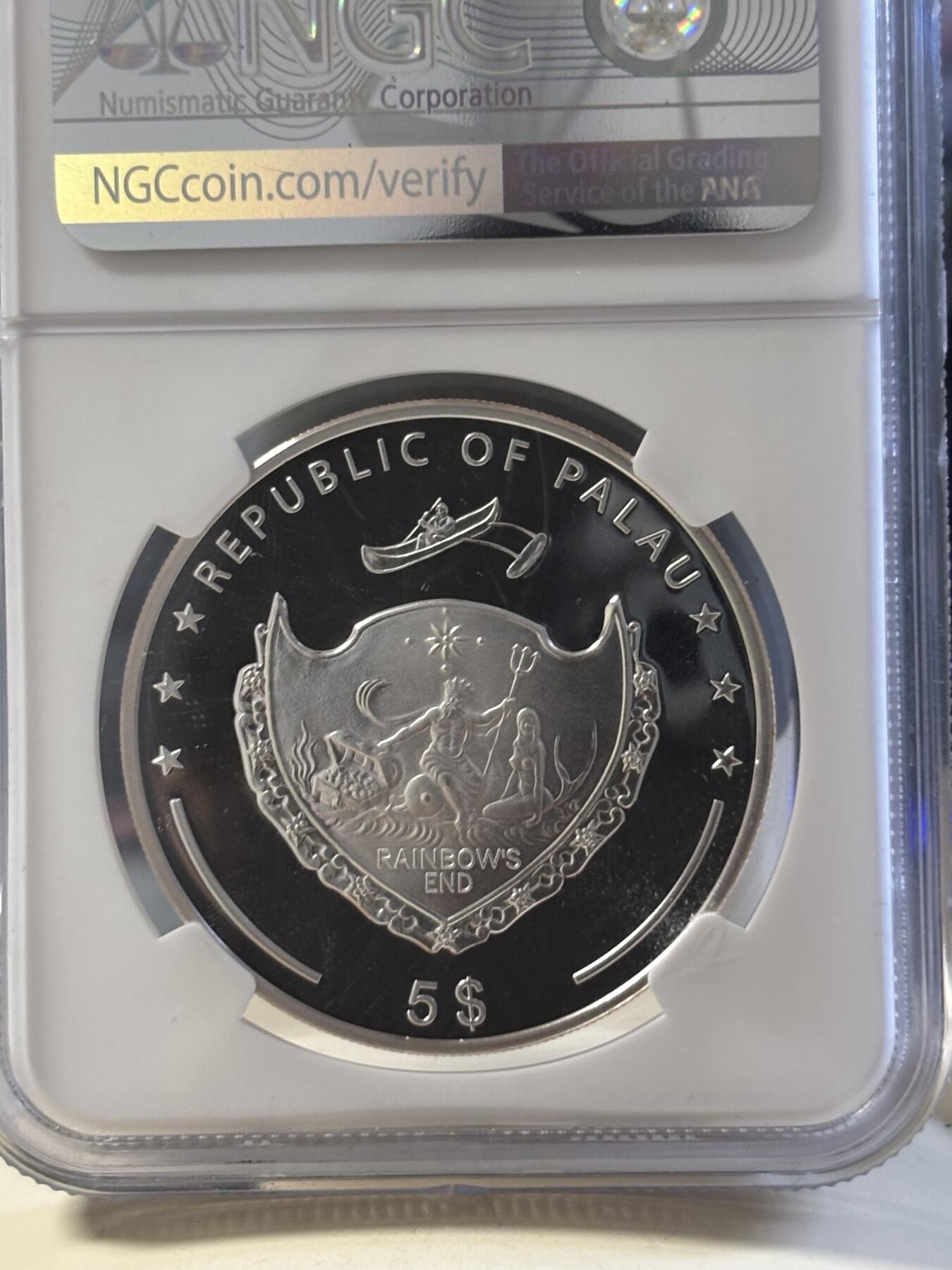 第181期拍卖 帕劳2006年美丽天堂海岛梦幻海滩镀金银币NGC-PF69无盒证书，925银，25克，发行500枚