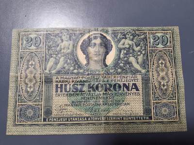 11月7号晚上8点 外国纸币自动截拍第51场 - 匈牙利1919年20克朗 科罗娜 稀少