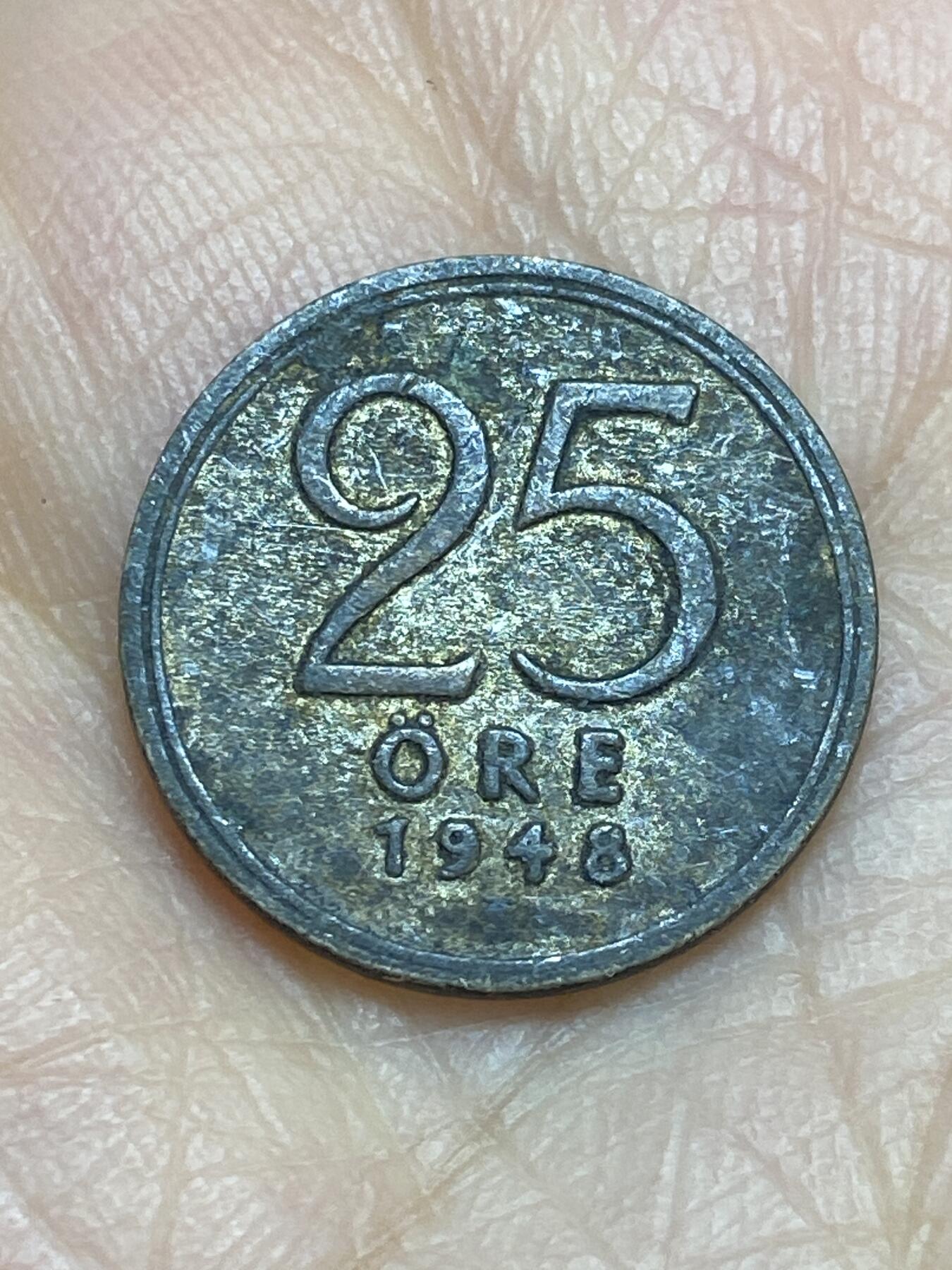 2025年第一百二十三场(总第一百四十九场）外国好品散币(免佣金) 瑞典🇸🇪1948年25欧尔银币(古斯塔夫五世，400银)