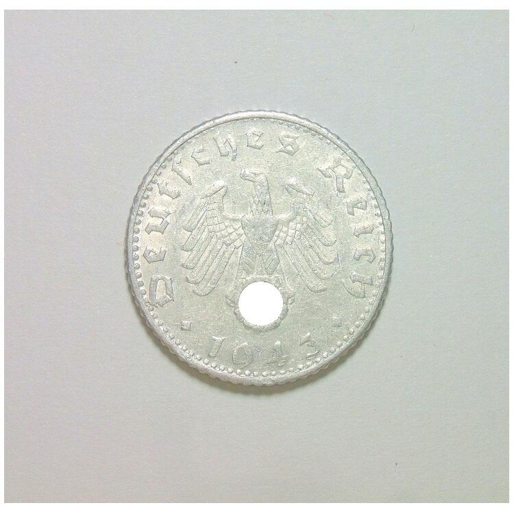 德国第三帝国1943年D版50芬尼 极美品 