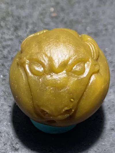 精美亚光高玉化冻料战国红玛瑙手工俏色巧雕牛头圆珠一个 - 精美亚光高玉化冻料战国红玛瑙手工俏色巧雕牛头圆珠一个