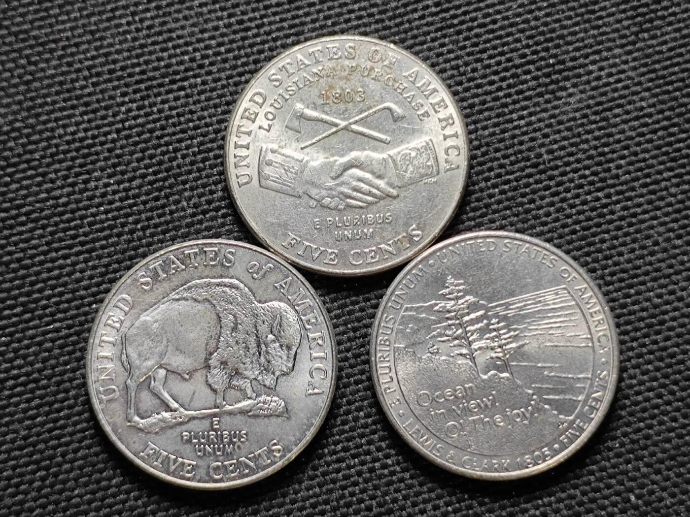 KK钱币收藏小铺  第364场  2月预留时间 周末发货  美国5分纪念币3枚一组