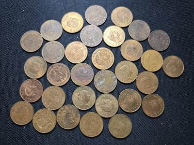 KK钱币收藏小铺  第364场  2月预留时间 周末发货 -  墨西哥小铜币5分一组32枚