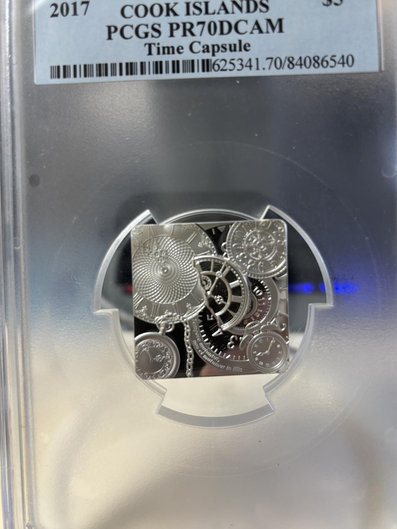 第181期拍卖 库克2017年时间胶囊时间舱曲面银币PCGS-PR70无原盒证书，999银，发行1500枚