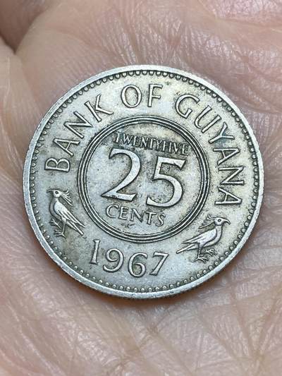 2025年第一百二十二场(总第一百四十八场）外国好品散币(免佣金) - 圭亚那🇬🇾1967年25分(独立后第一套)