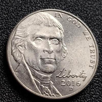 泉币菌-第123场-精品福利场(115场之后的本周末发货，感谢理解) - 原光极美品 美国2016年5美分纪念币 杰斐逊 及 故居蒙蒂塞洛庄园 21mm 