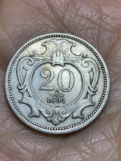 2025年第一百二十三场(总第一百四十九场）外国好品散币(免佣金) - 奥地利1894年20赫勒(奥匈帝国弗朗茨·约瑟夫一世时期)